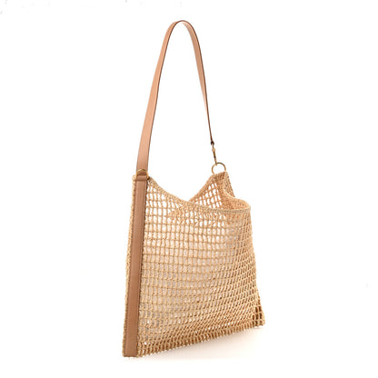 Saint Laurent Raffia Calfskin Oxalis Shoulder Bag Naturale Vintage Brown 2 of 9