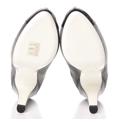 Chanel Suede CC Cap Toe Pumps 38.5 Grey Black 5 of 10