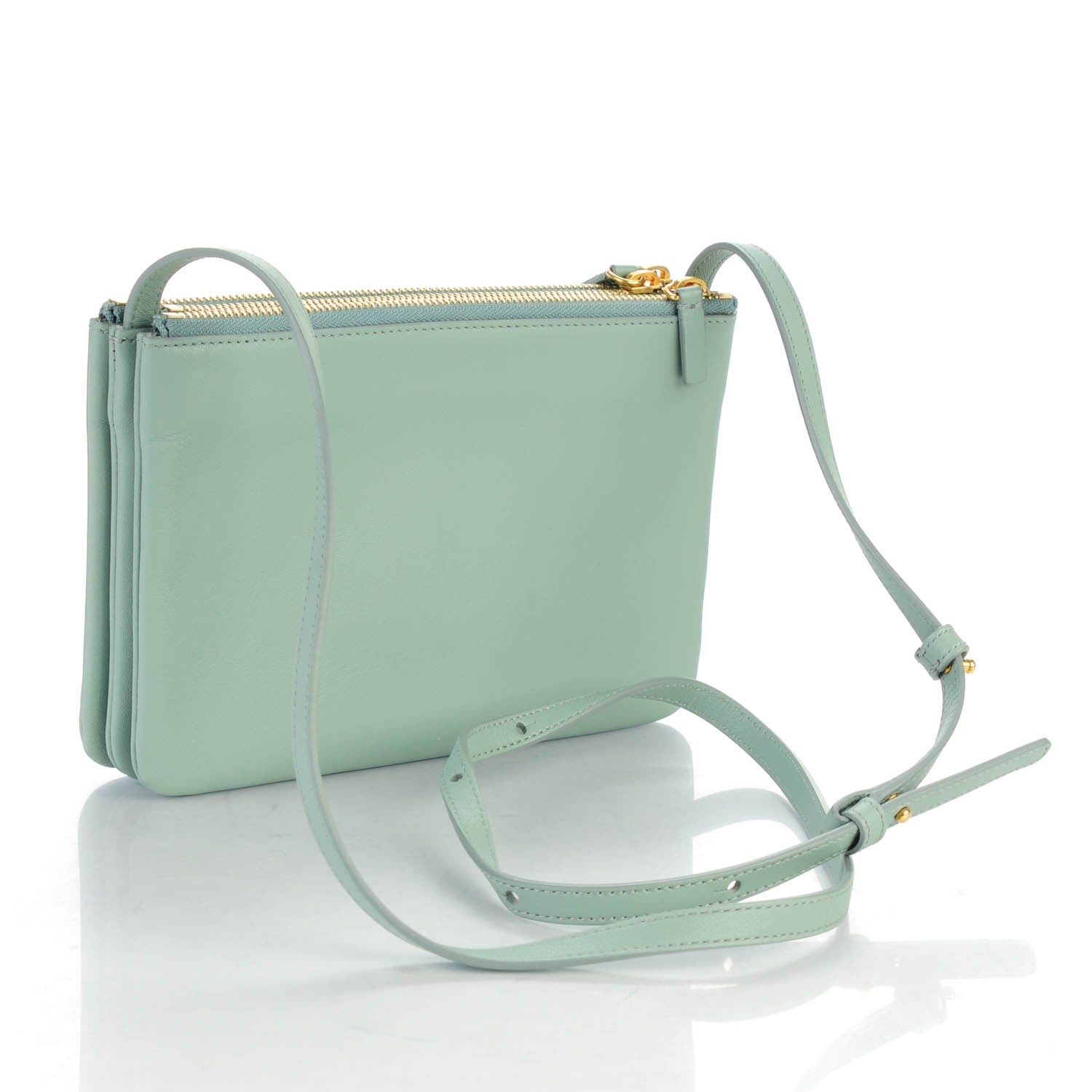 Celine Lambskin Small Trio Crossbody Bag Jade 2 of 7