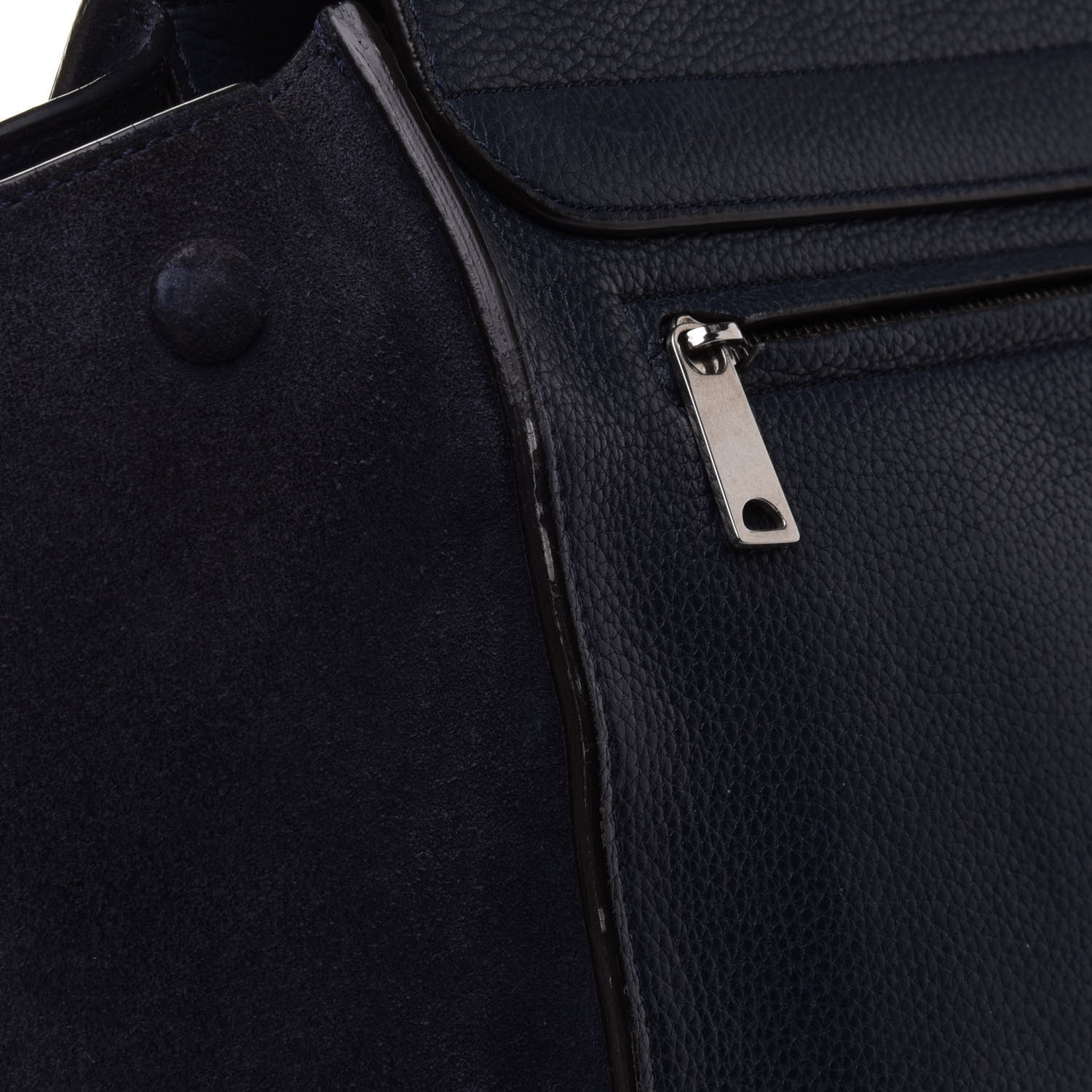 Celine Drummed Calfskin Suede Medium Trapeze Navy Blue 12 of 16