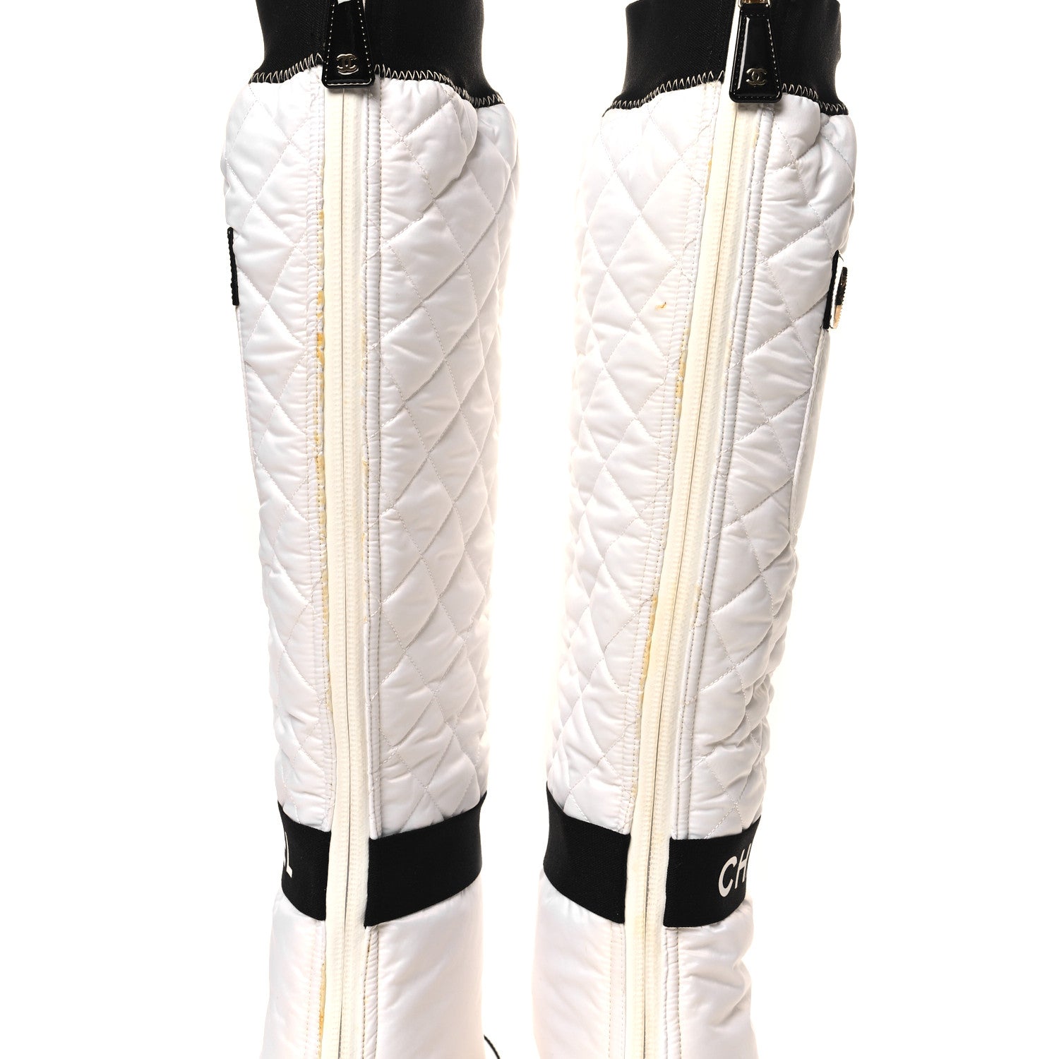 Chanel Mixed Fibers Lambskin Patent Calfskin Convertible High Boots 37.5 White 11 of 12