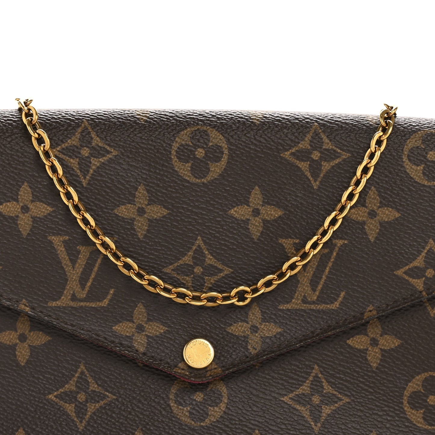 Monogram Pochette Felicie Chain Wallet Fuchsia
