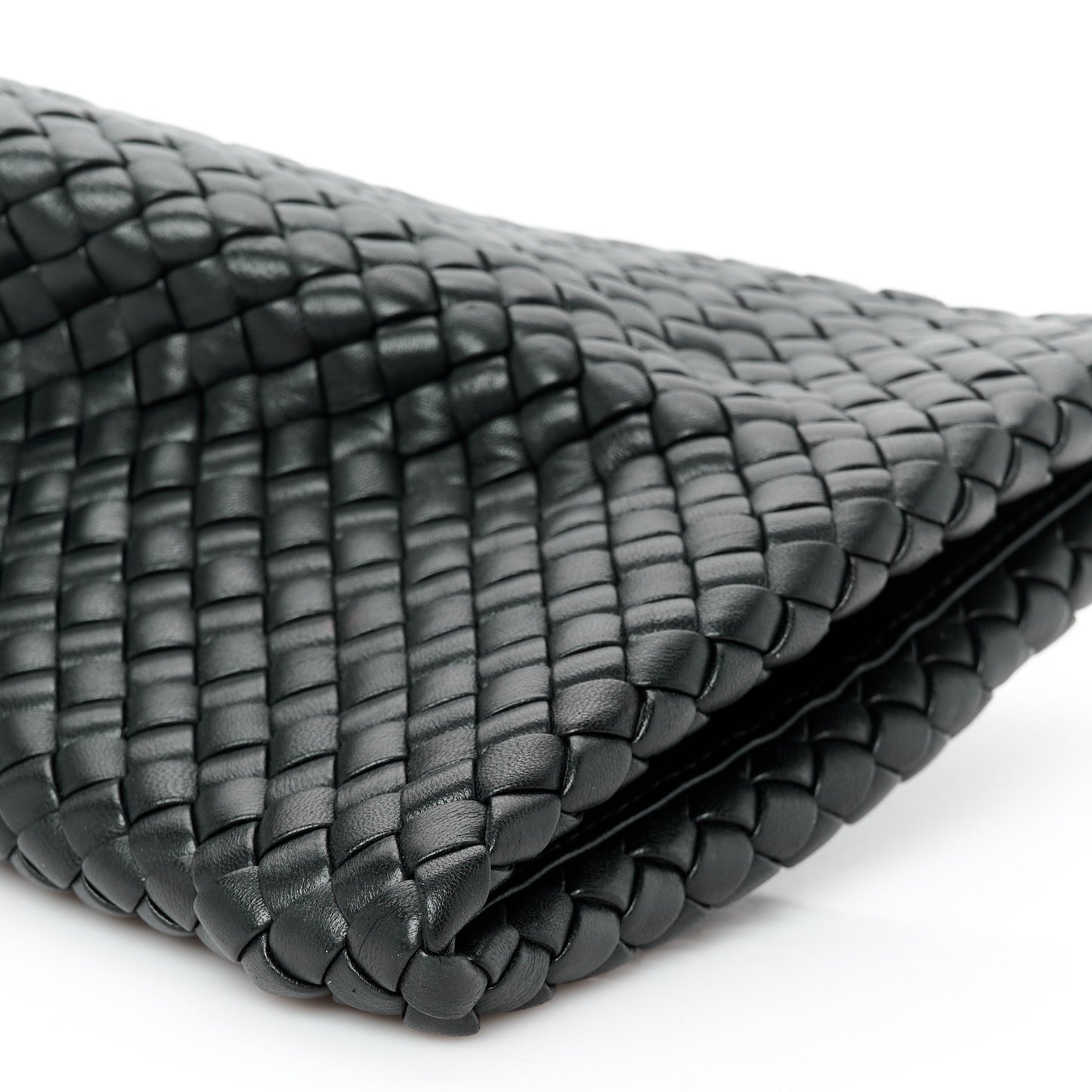 Nappa Intrecciato Crisscross Clutch Black