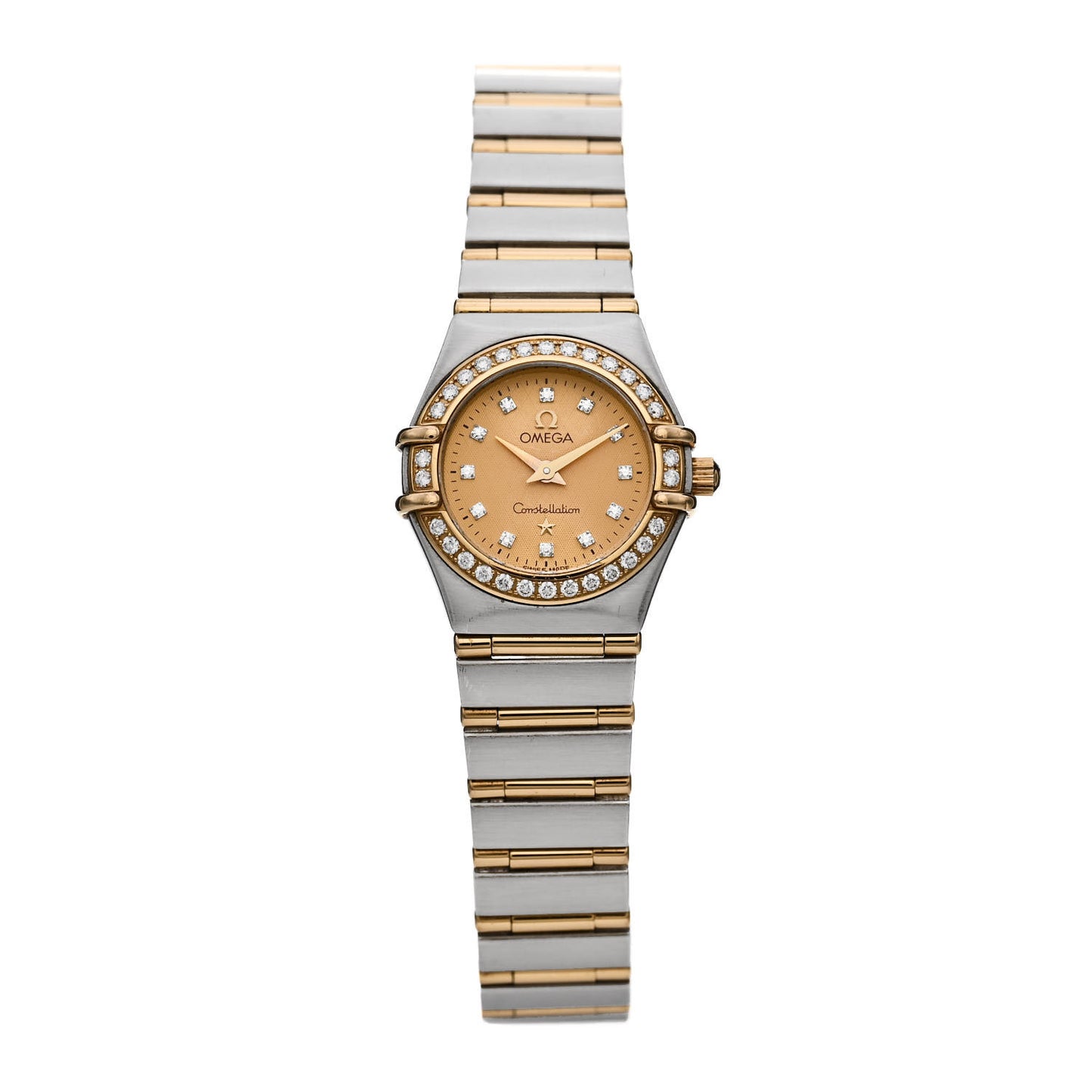 Stainless Steel 18K Yellow Gold Diamond Bezel 22mm Constellation Quartz Watch Champagne 1267.15.00