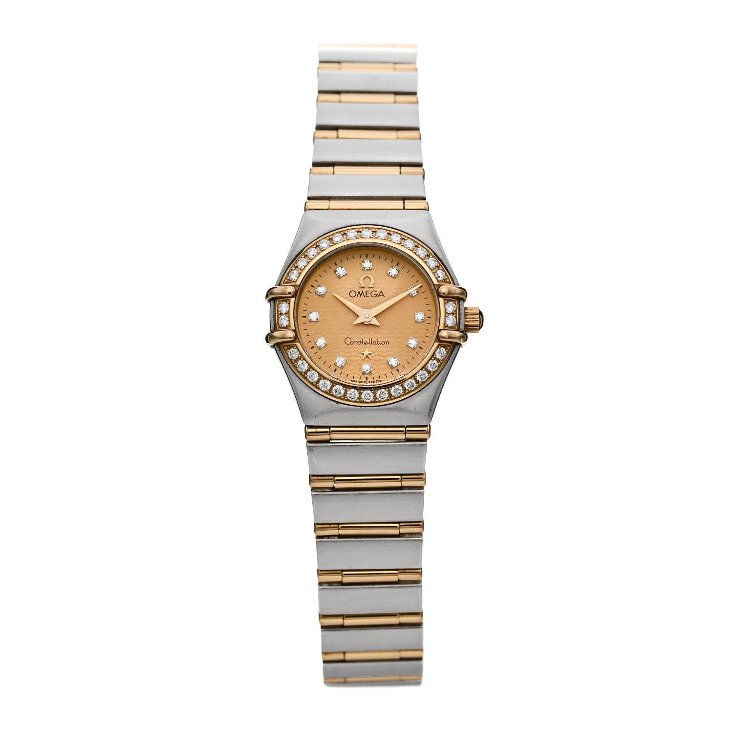 Omega Stainless Steel 18K Yellow Gold Diamond Bezel 22mm Constellation Quartz Watch Champagne 1267.15.00 1 of 5