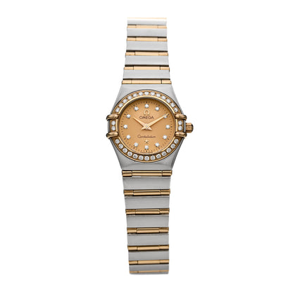 Omega Stainless Steel 18K Yellow Gold Diamond Bezel 22mm Constellation Quartz Watch Champagne 1267.15.00 1 of 5