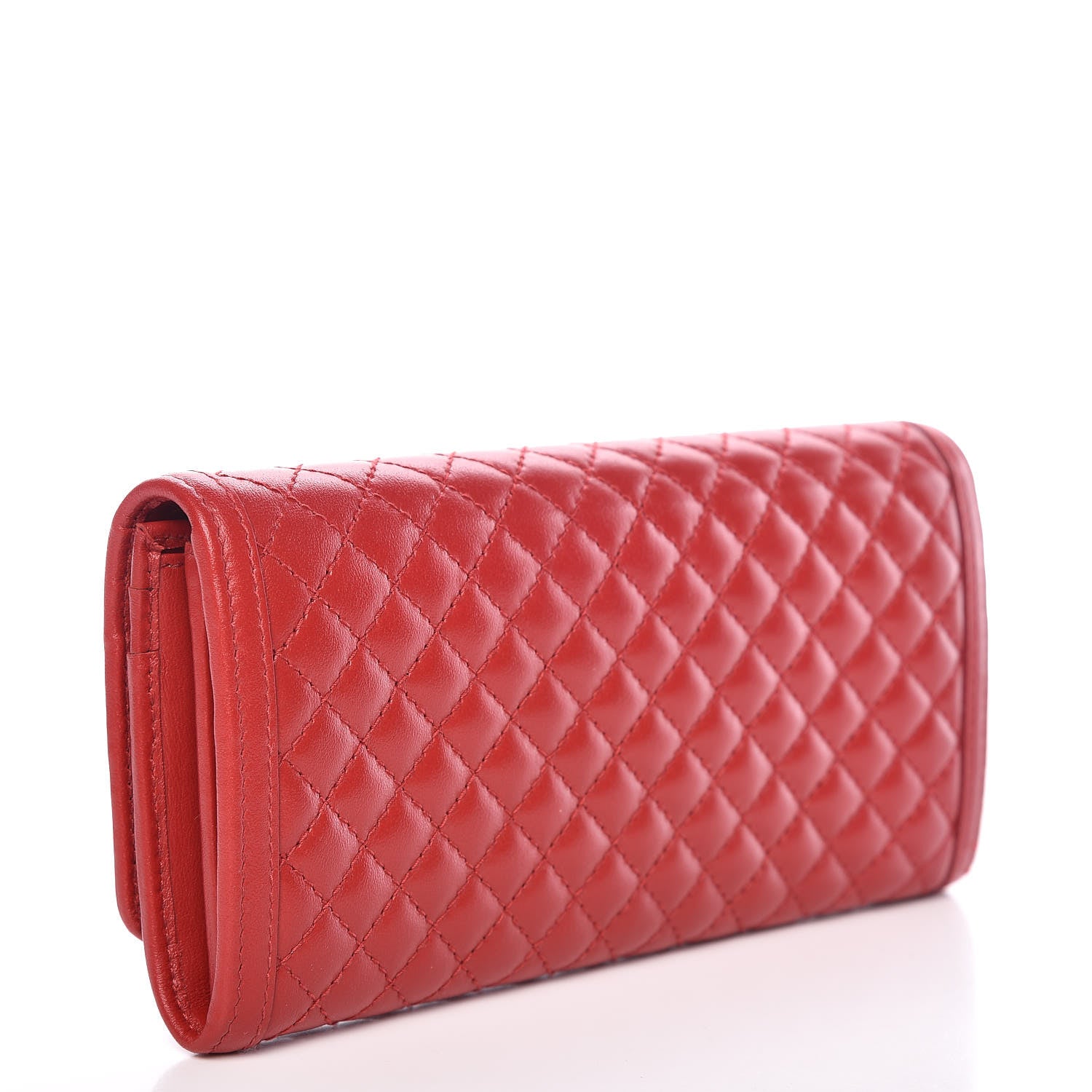 Prada Soft Calf Quilted Continental Flap Wallet Fuoco 4 of 9