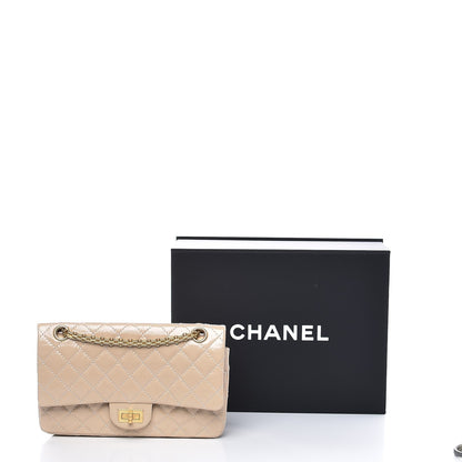 Chanel Patent Distressed Calfskin Quilted 2.55 Reissue 225 Flap Beige 10 of 10