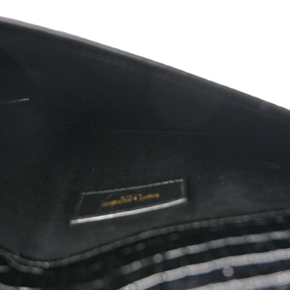 Saint Laurent Calfskin Crocodile Embossed Uptown Monogram Pouch Black 5 of 8