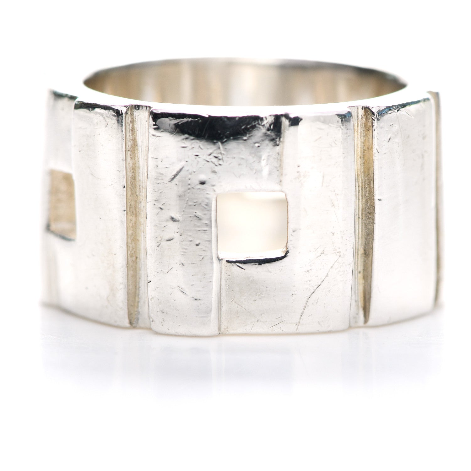 Gucci Sterling Silver Cutout Band Ring 57 8 5 of 5