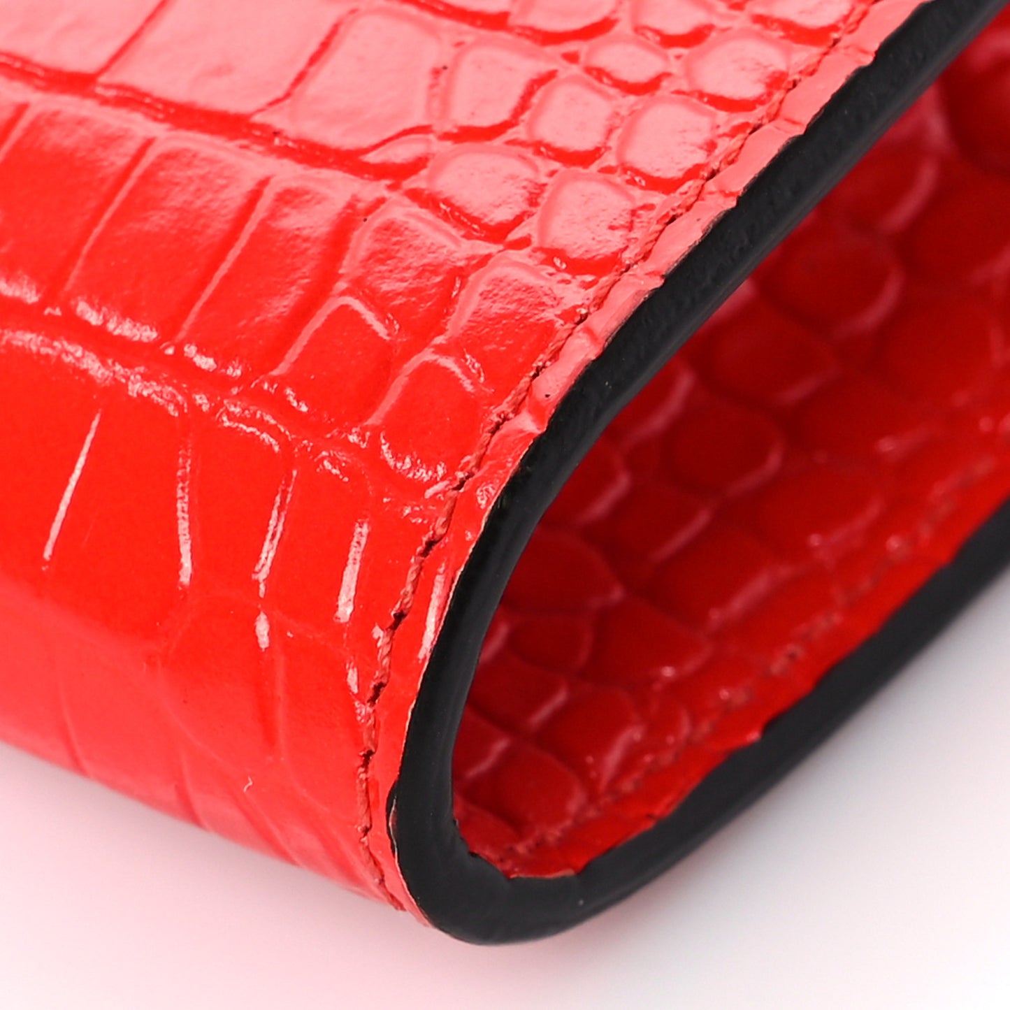 Calfskin Crocodile Embossed Mini Phone Crossbody Bag Red