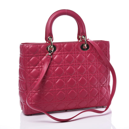 Christian Dior Lambskin Cannage Large Lady Dior Pink 2 of 10
