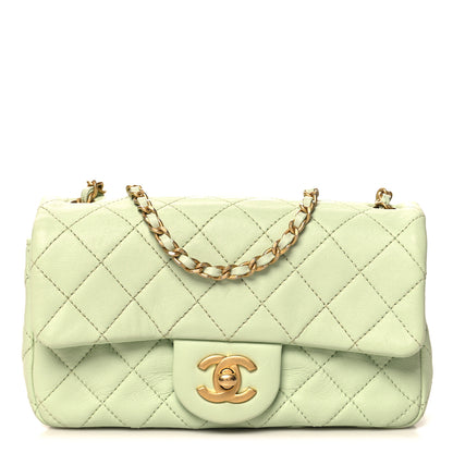 Chanel Lambskin Quilted Mini Rectangular Pearl Crush Flap Light Green 1 of 10
