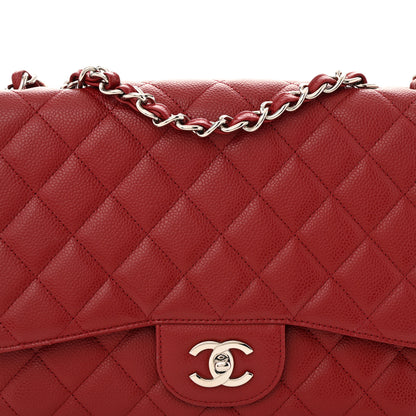 Chanel Caviar Quilted Jumbo Single Flap Dark Red 8 of 12