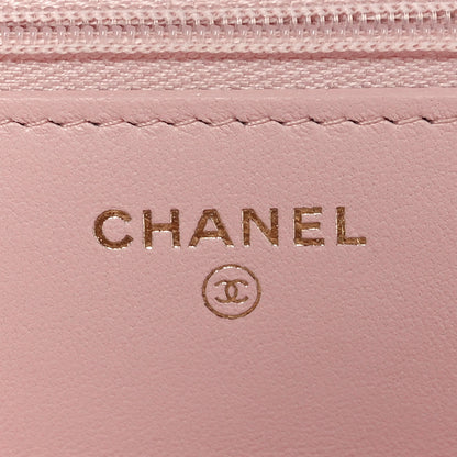 Chanel Lambskin Quilted CC Camellia Crush Wallet on Chain WOC Pink 7 of 12