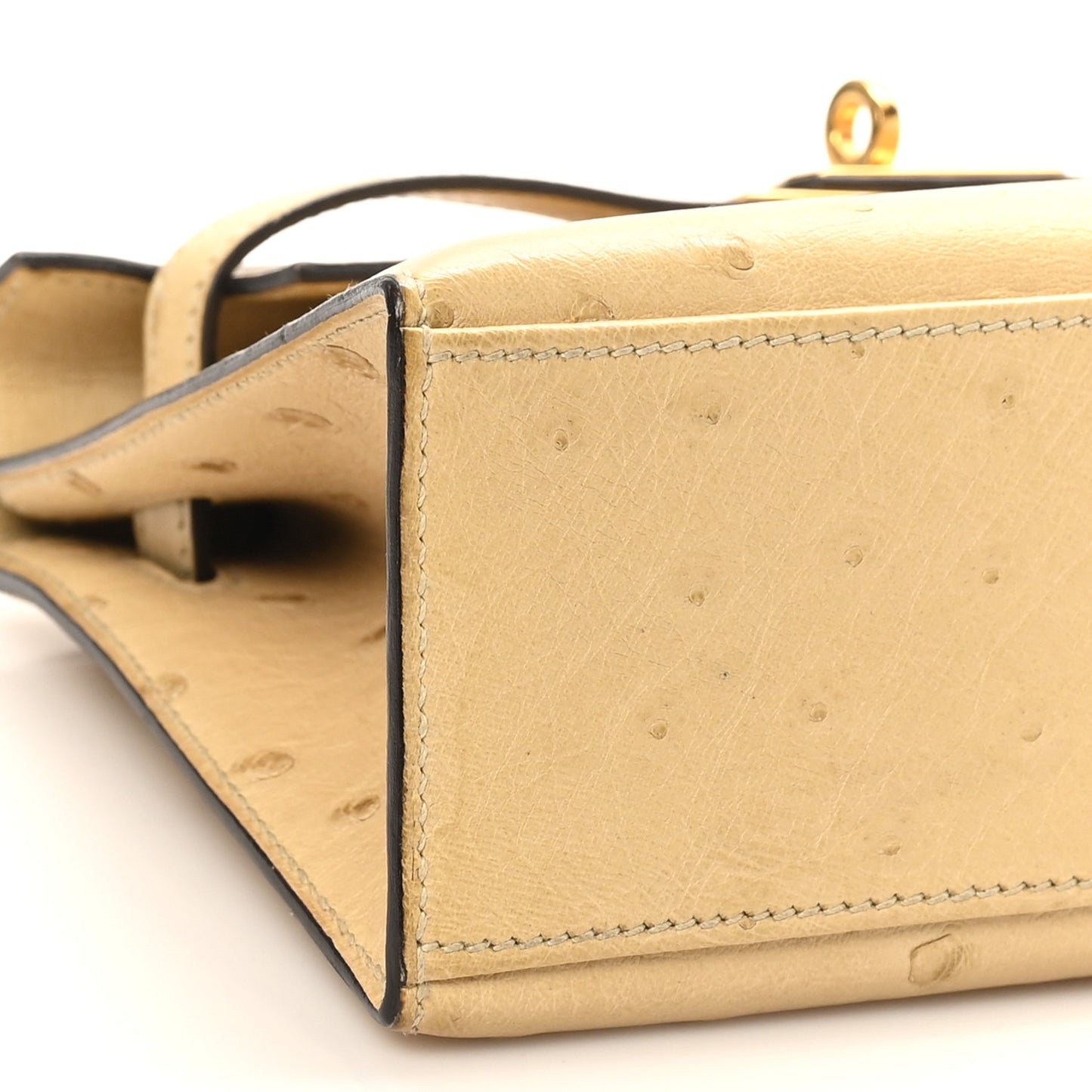 Ostrich Kelly Pochette Clutch Parchemin