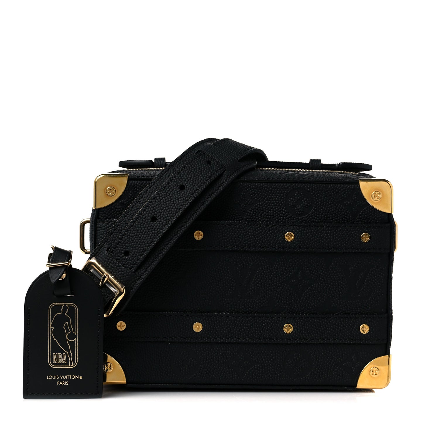 X NBA Grained Calfskin Monogram Handle Trunk Black