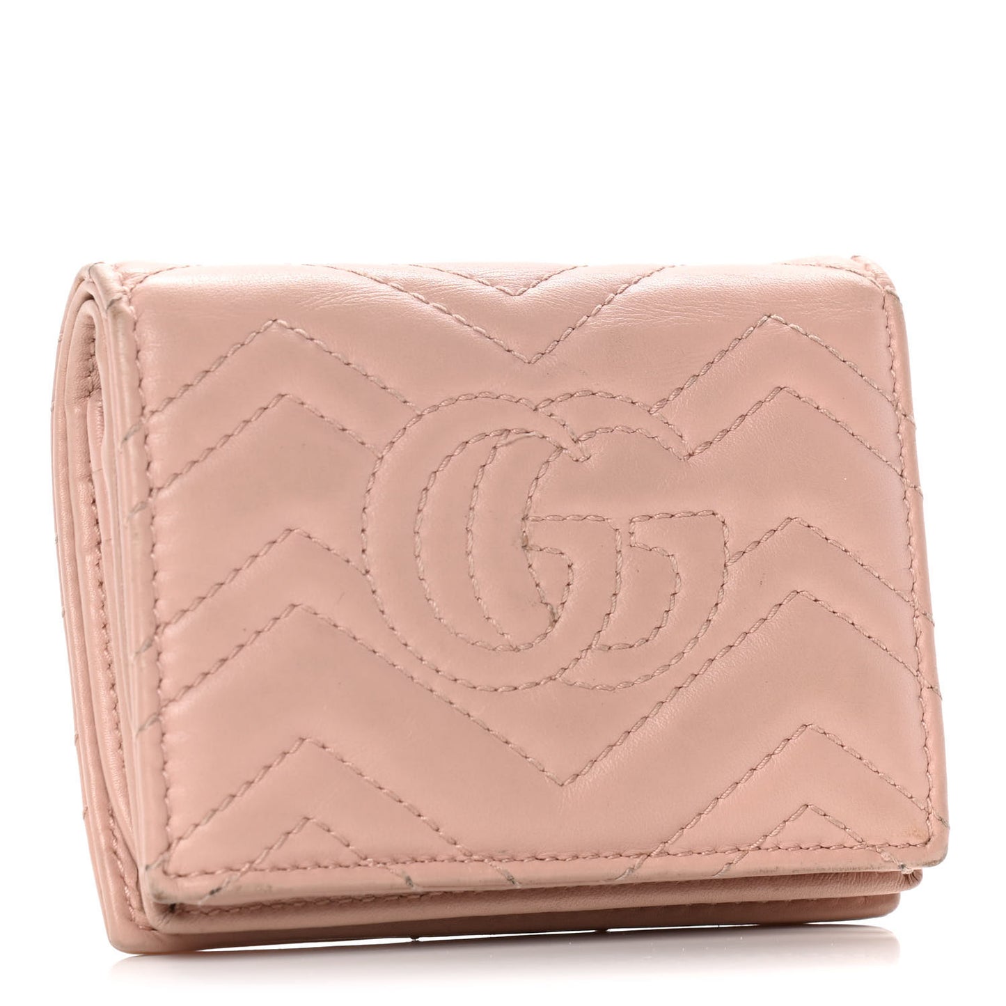 Calfskin Matelasse GG Marmont Card Case Wallet Perfect Pink