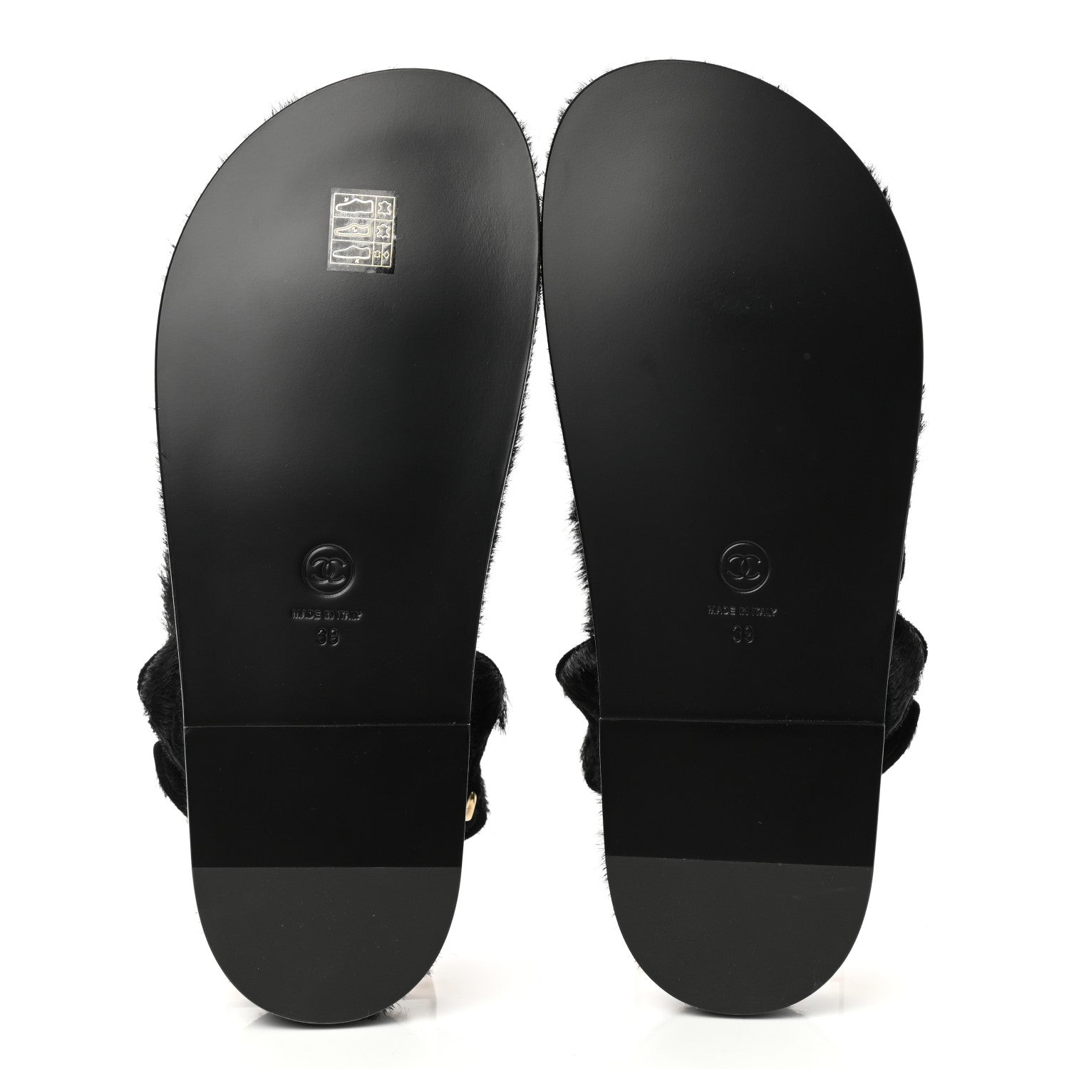 Chanel Calfskin Hair Suede Shearling Dad Sandals 39 Black 5 of 8