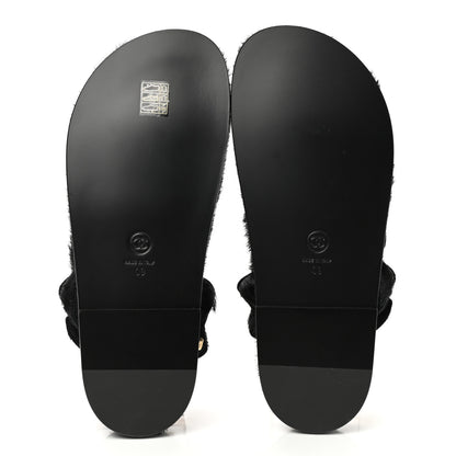 Chanel Calfskin Hair Suede Shearling Dad Sandals 39 Black 5 of 8