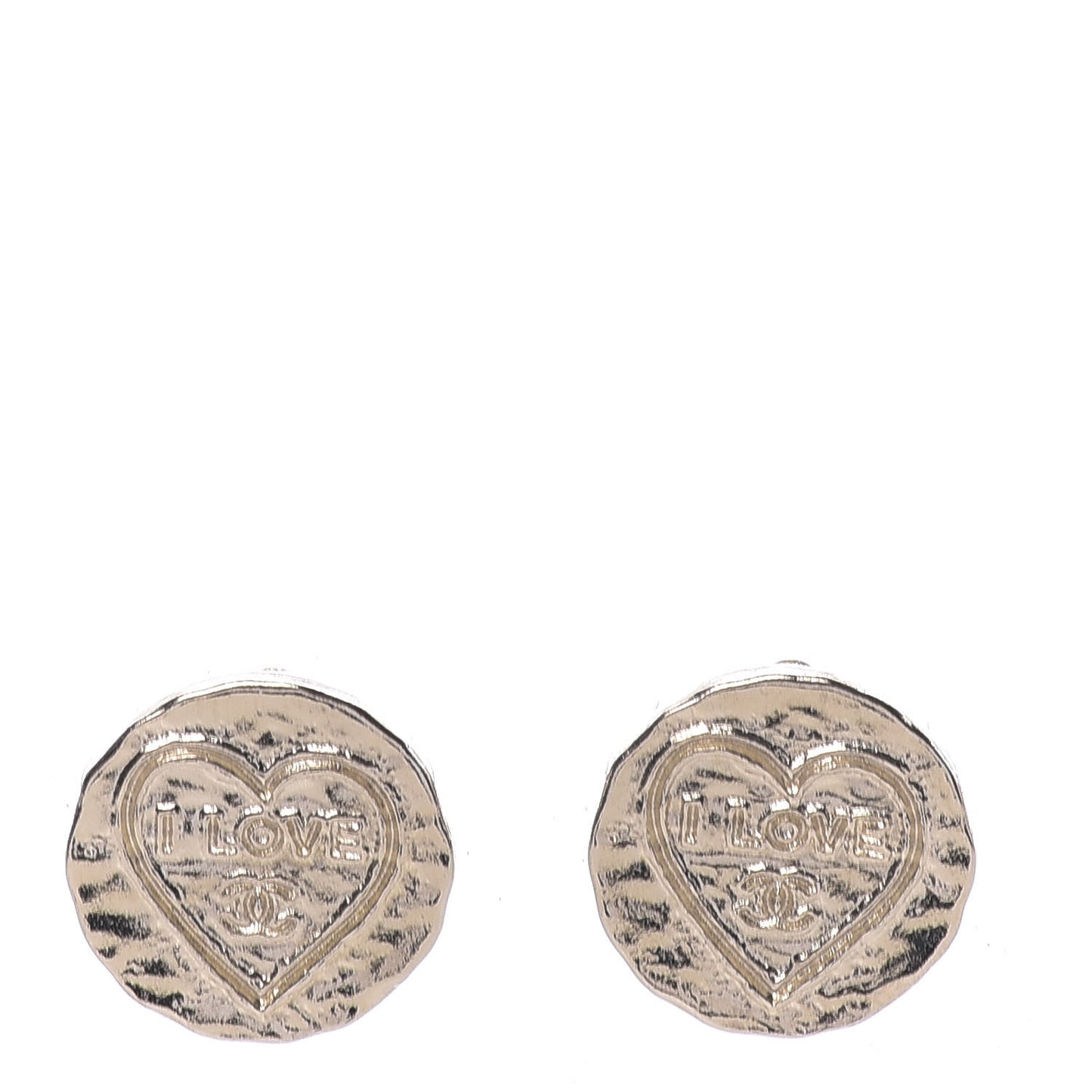Metal I Love CC Round Earrings Gold