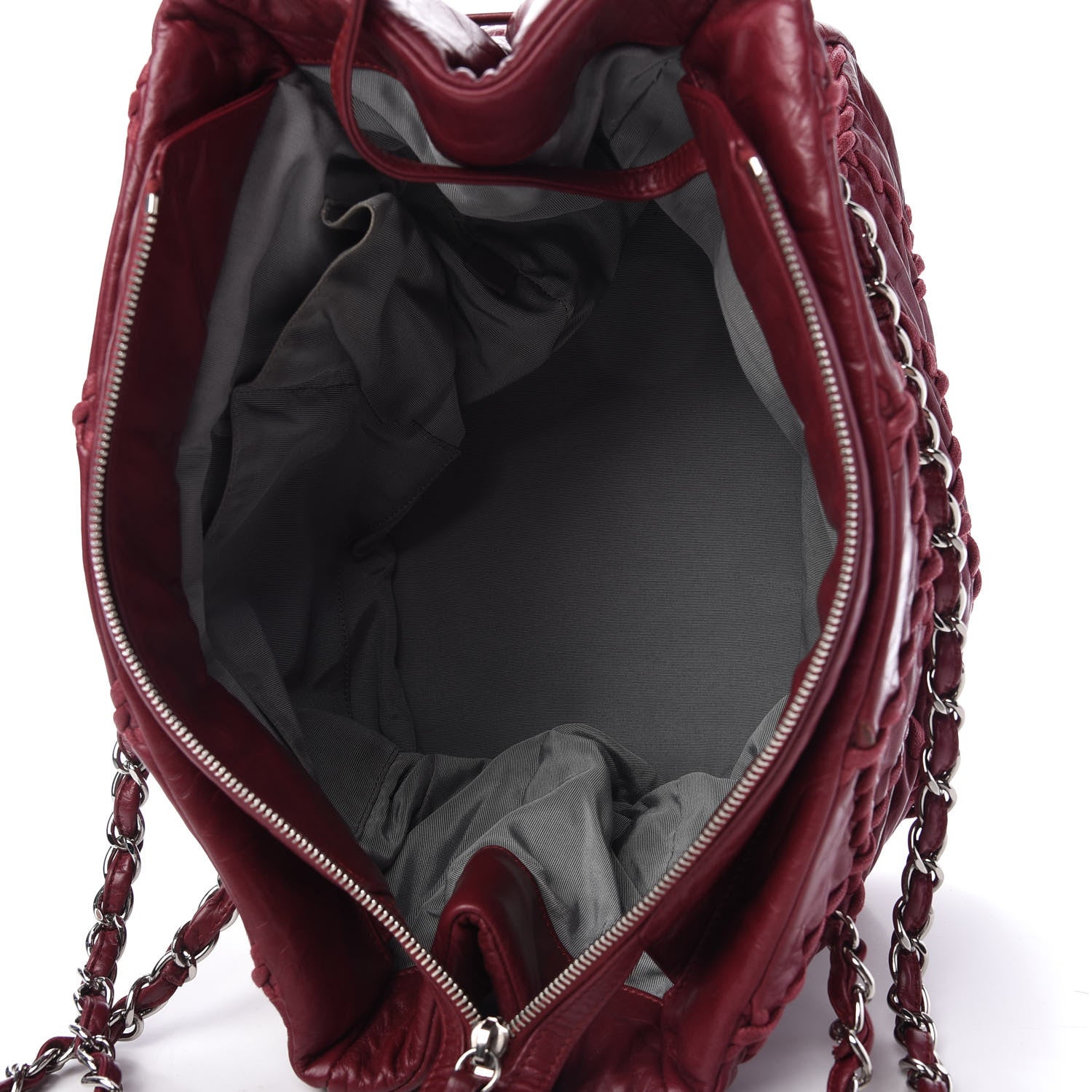 Chanel Calfskin Ultra Stitch Tote Dark Red 5 of 10