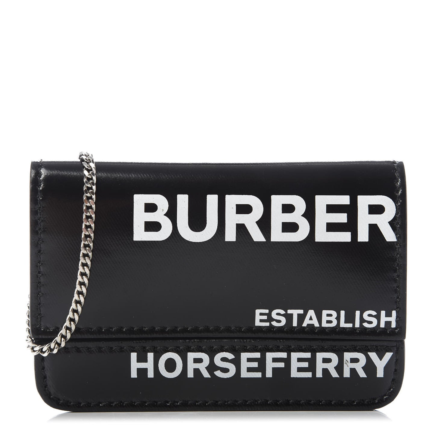 Coated Canvas Horseferry Print Mini Jody Chain Card Case Black