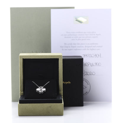 Van Cleef & Arpels 18K White Gold Diamond Guilloche Vintage Alhambra Pendant Necklace 7 of 7