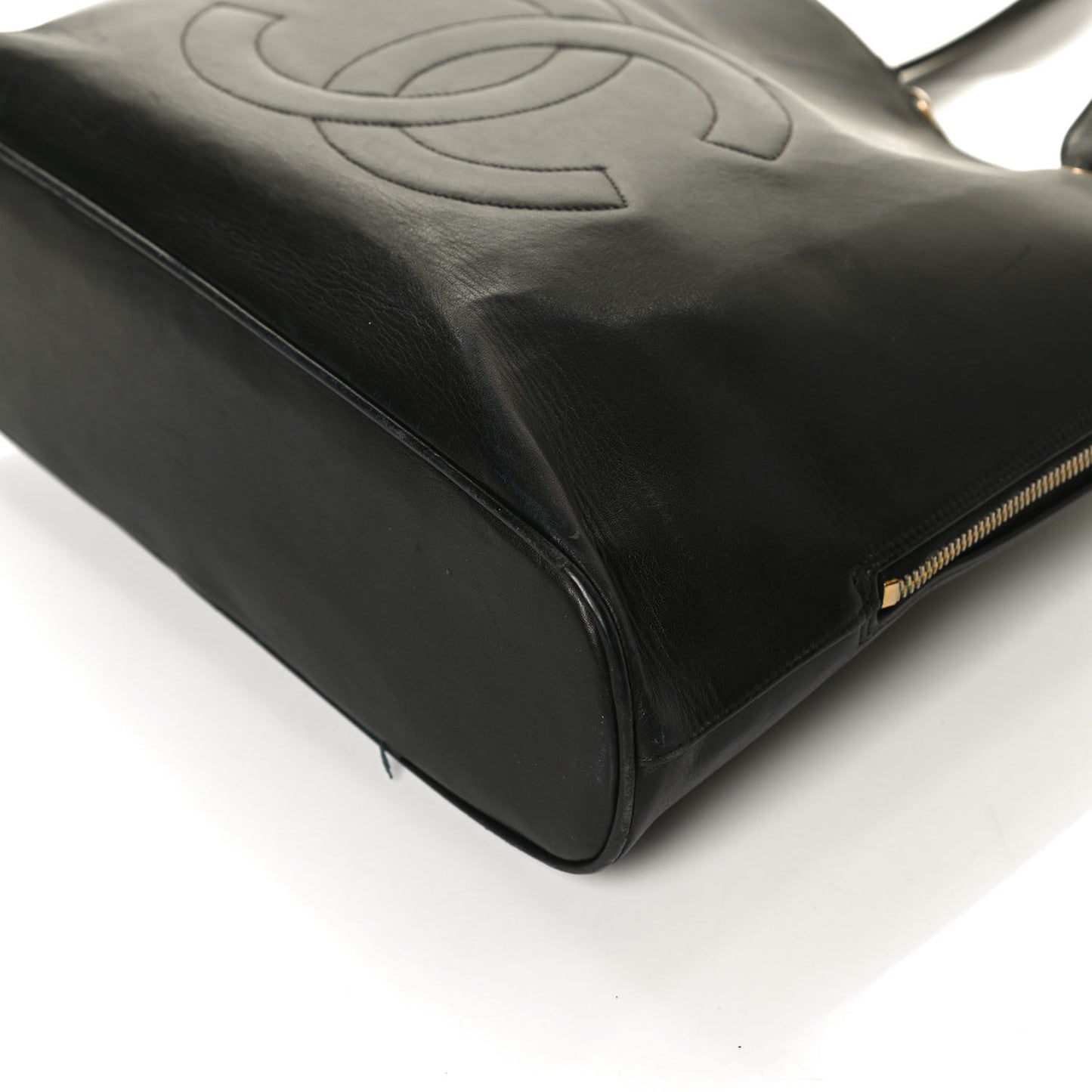 Lambskin CC Stitched Tote Black