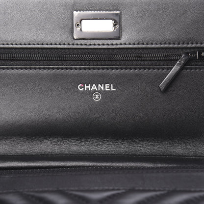 Chanel Aged Calfskin Chevron Quilted Reissue Wallet On Chain WOC So Black 6 of 14