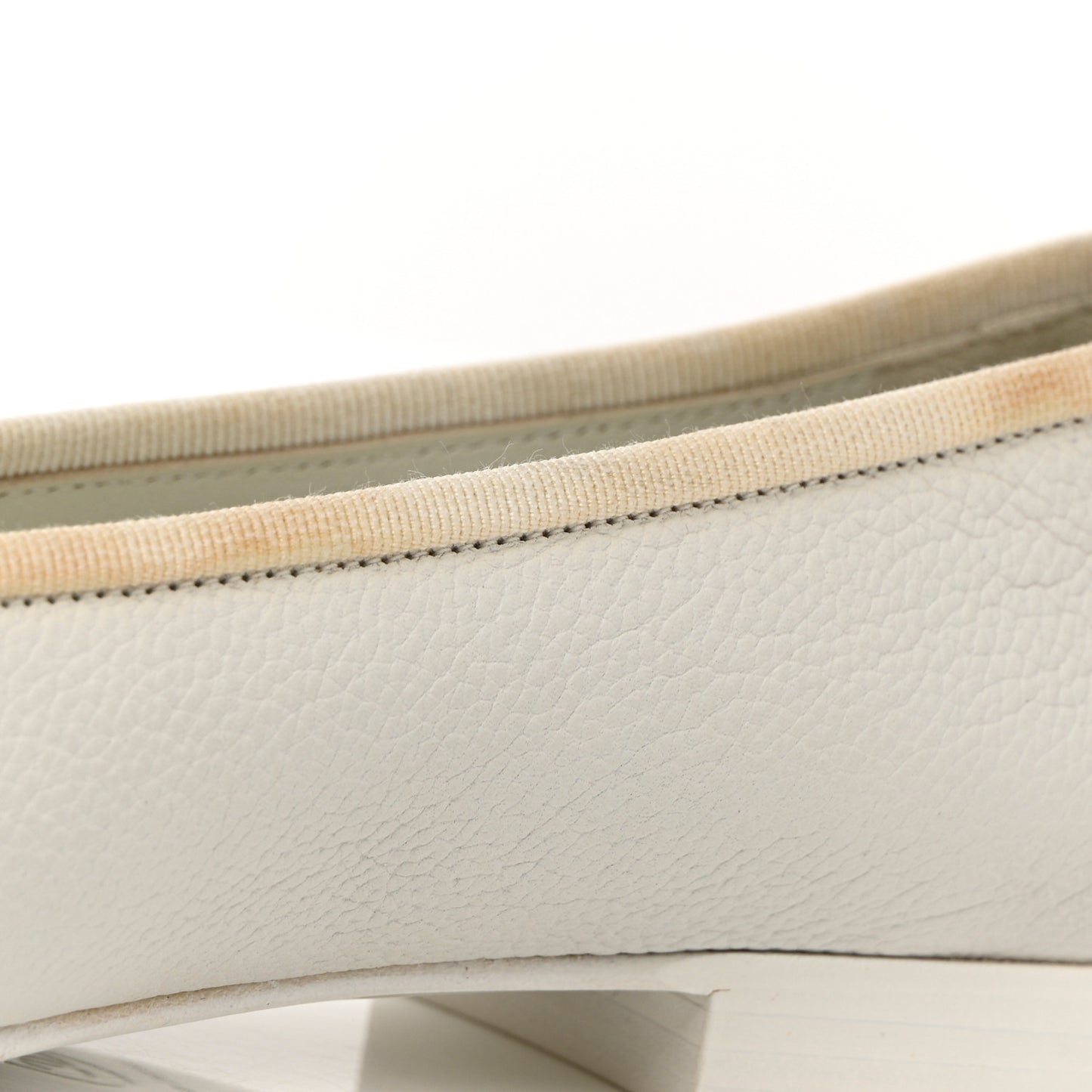 Calfskin Patent CC Cap Toe Ballerina Flats 37.5 White Blue