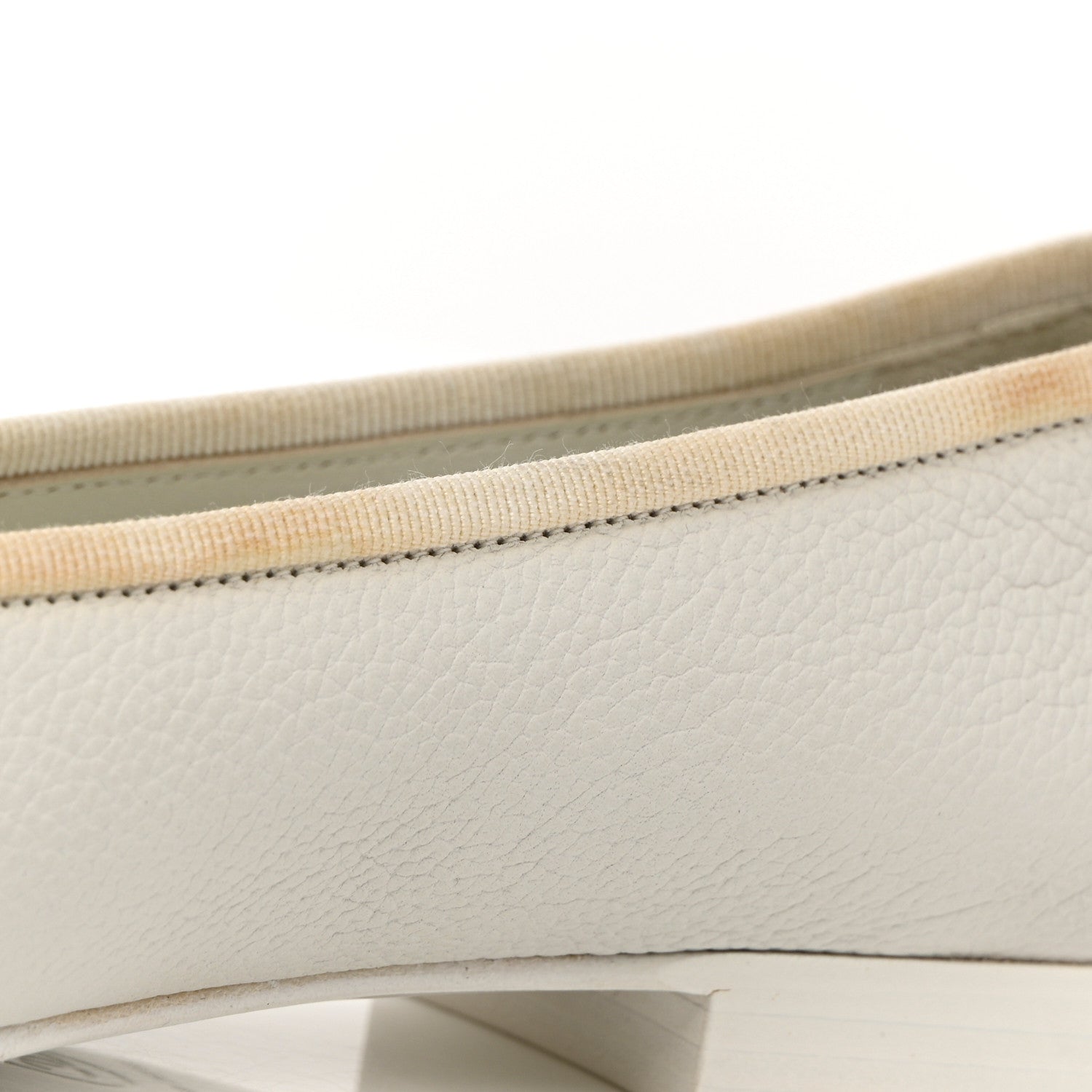 Chanel Calfskin Patent CC Cap Toe Ballerina Flats 37.5 White Blue 11 of 14