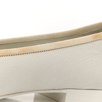 Chanel Calfskin Patent CC Cap Toe Ballerina Flats 37.5 White Blue 11 of 14