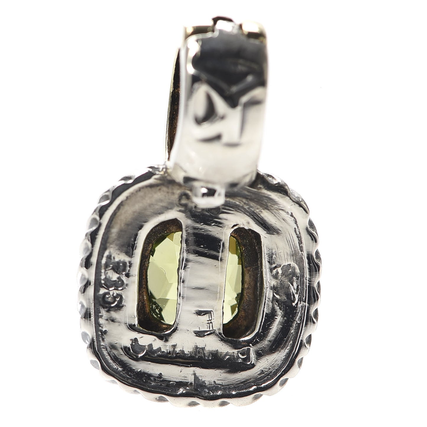 Sterling Silver 14K Yellow Gold Peridot 7mm Albion Enhancer Pendant