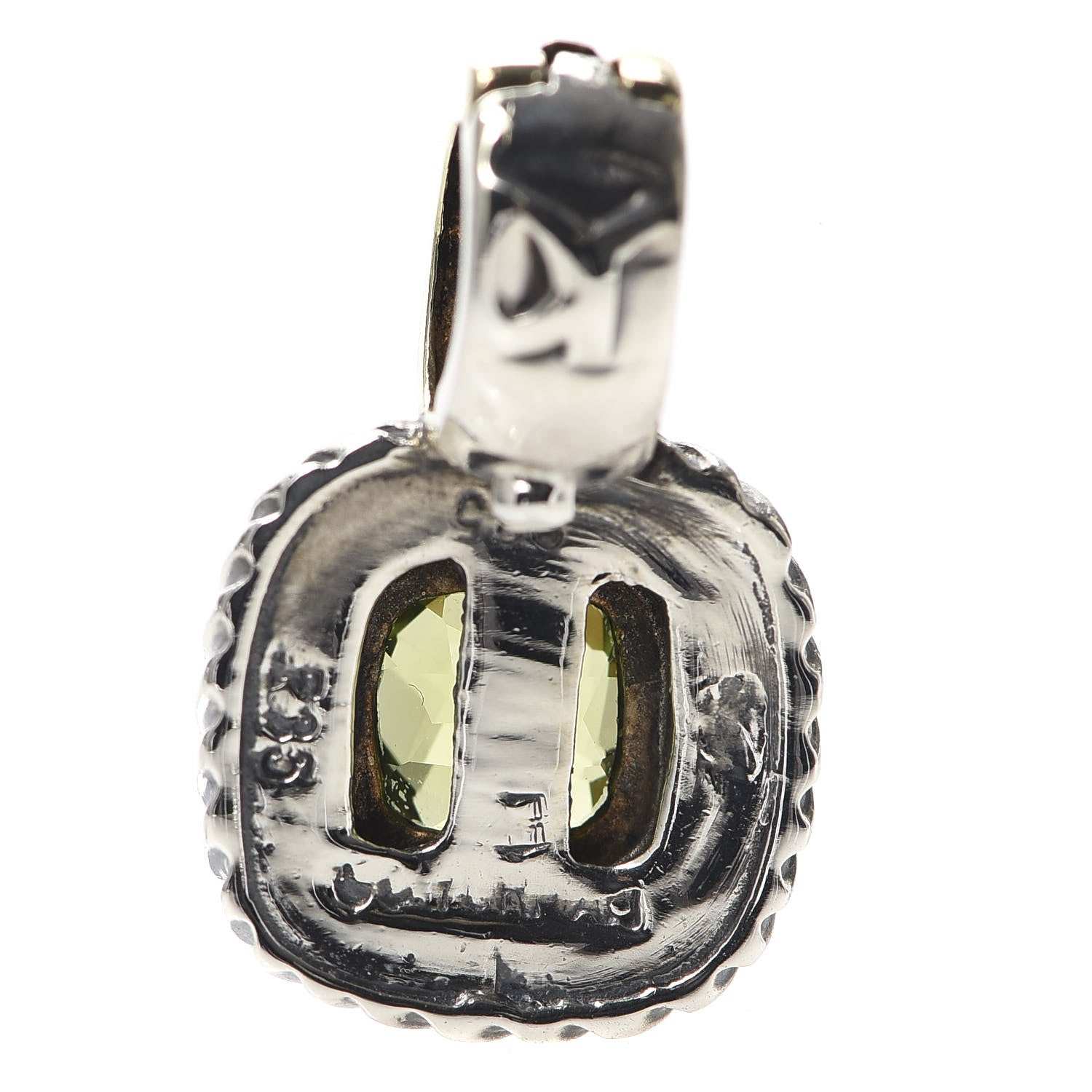 David Yurman Sterling Silver 14K Yellow Gold Peridot 7mm Albion Enhancer Pendant 3 of 4