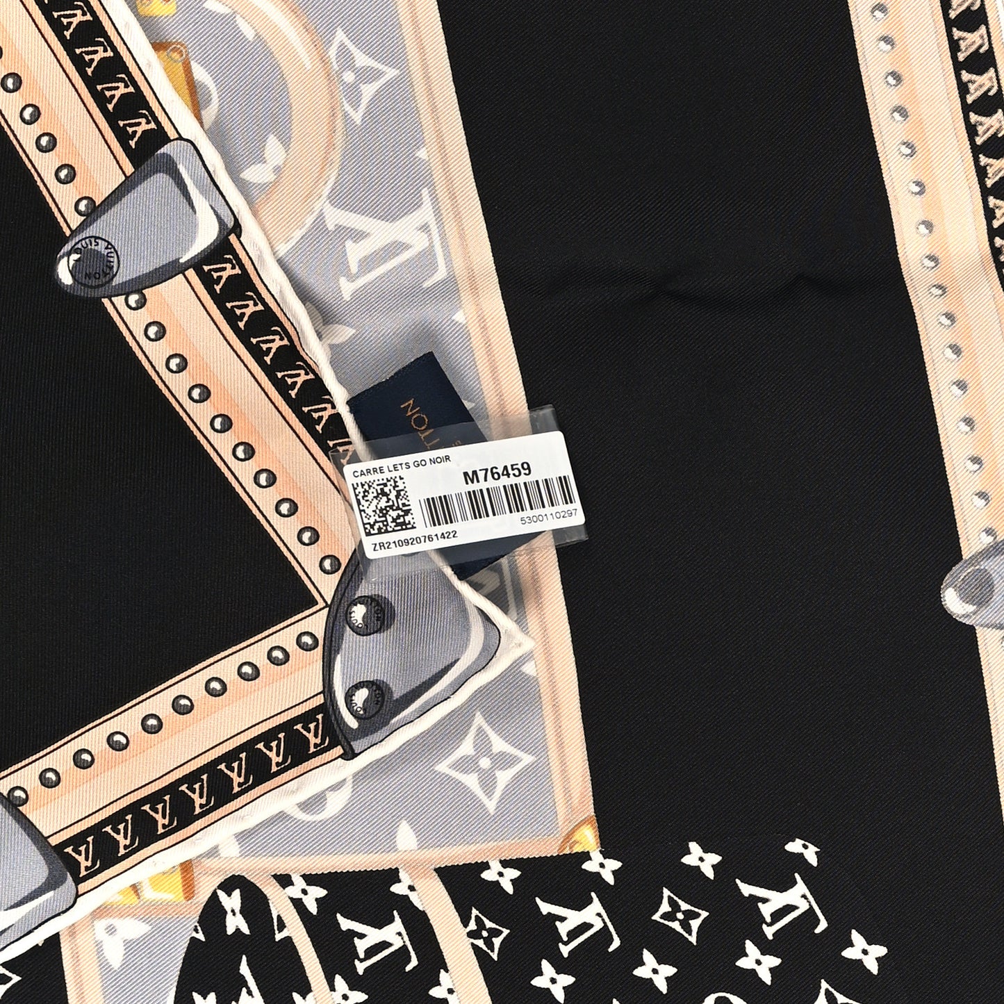 Silk Monogram Lets Go Scarf Black