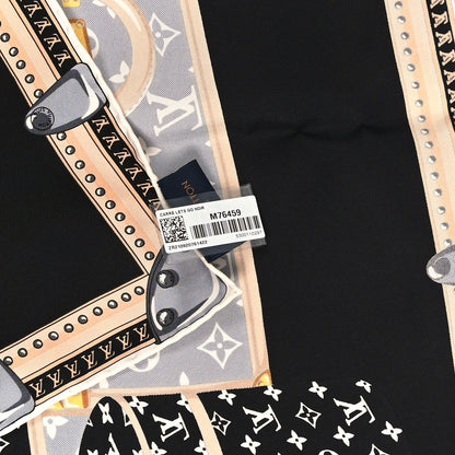 Louis Vuitton Silk Monogram Lets Go Scarf Black 3 of 4