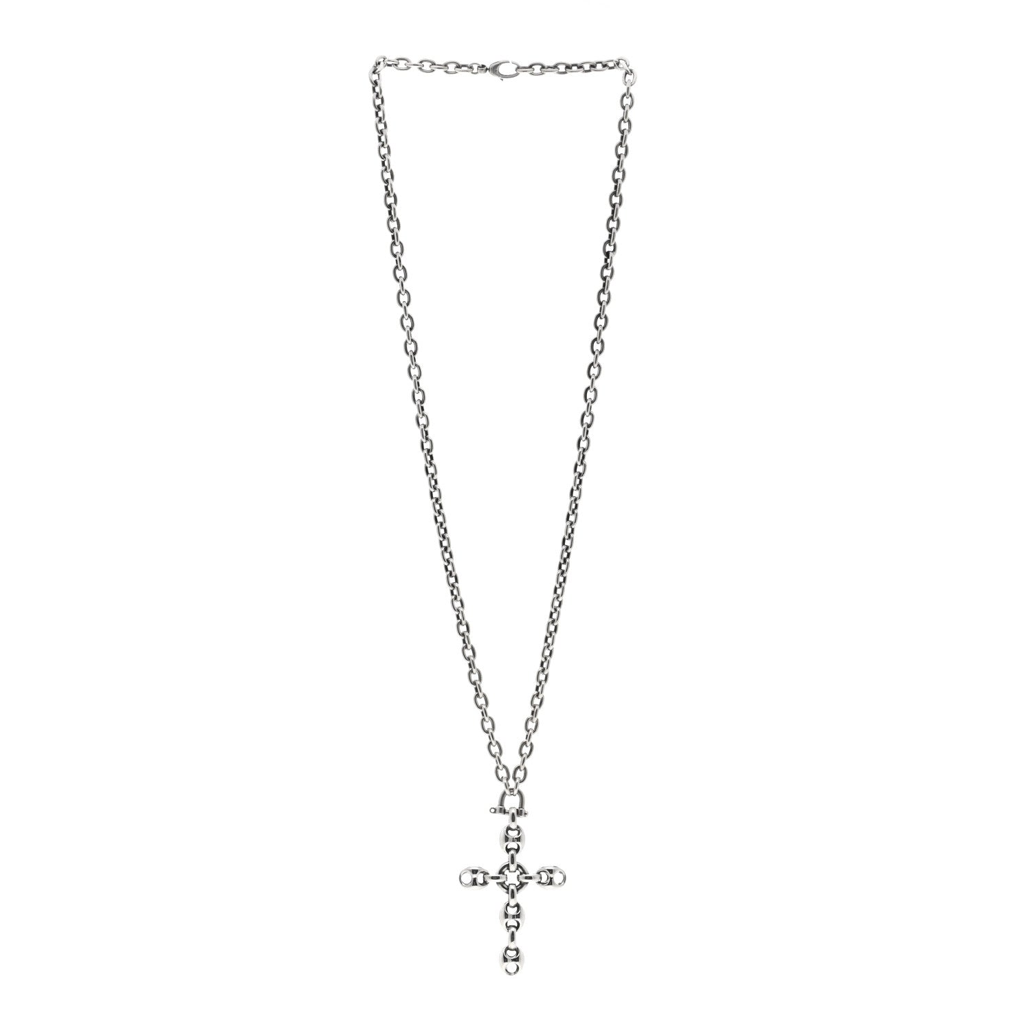 Gucci Sterling Silver Marina Link Cross Pendant Necklace 3 of 4