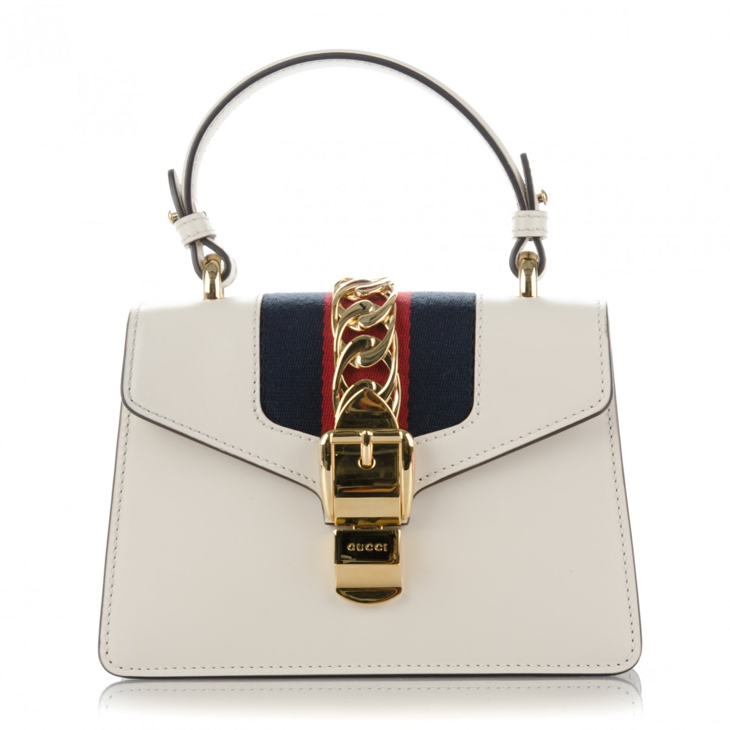 Calfskin Mini Sylvie Top Handle Bag White