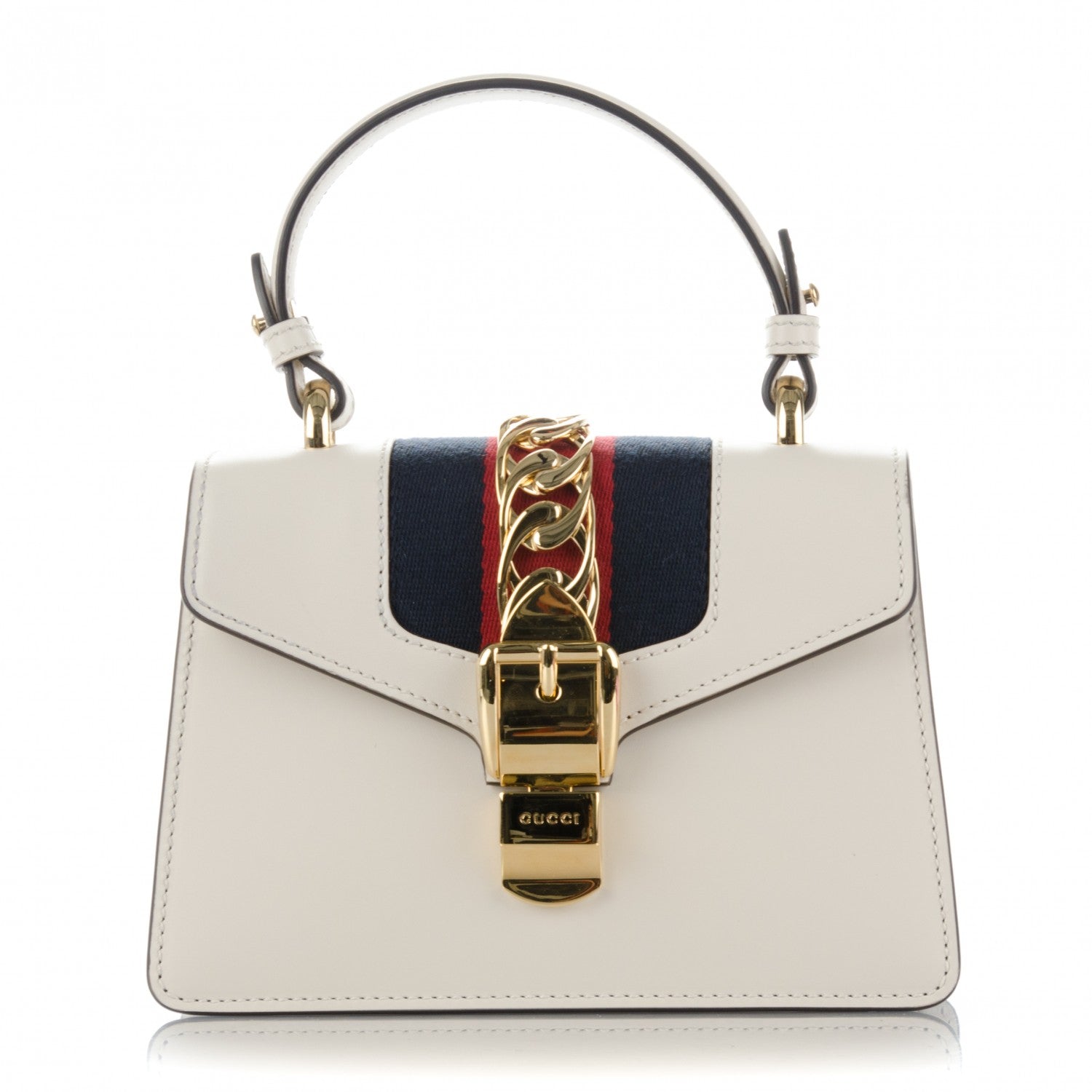 Gucci Calfskin Mini Sylvie Top Handle Bag White 1 of 9