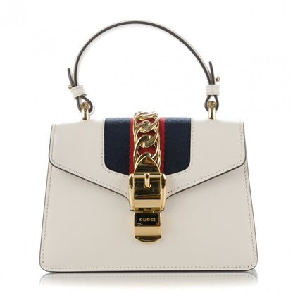 Gucci Calfskin Mini Sylvie Top Handle Bag White 1 of 9