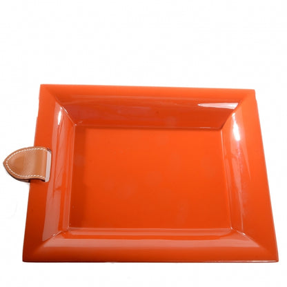 Hermes Lacquered Wood Chamonix Chakor PM Change Tray Orange 1 of 5