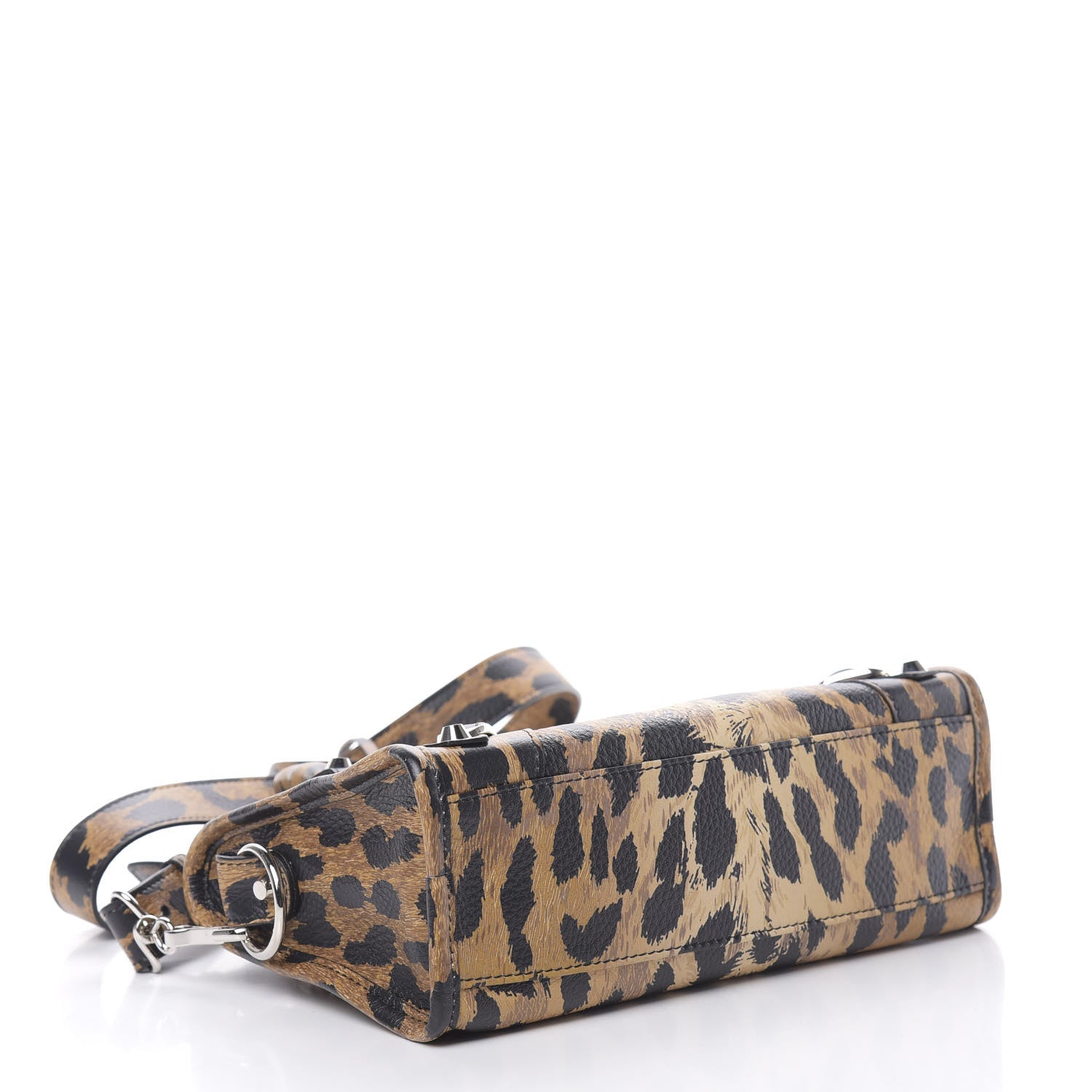 Balenciaga Smooth Calfskin Leopard Print Classic Silver Hardware Mini City Beige 4 of 10