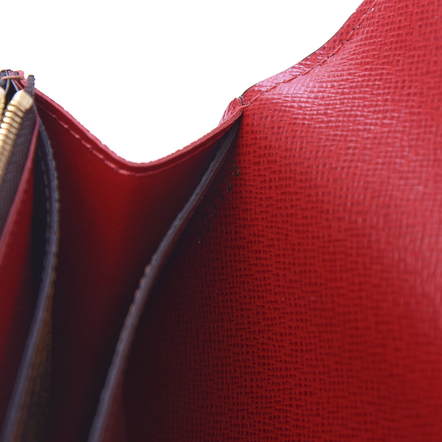 Louis Vuitton Damier Ebene Emilie Wallet Red 9 of 11