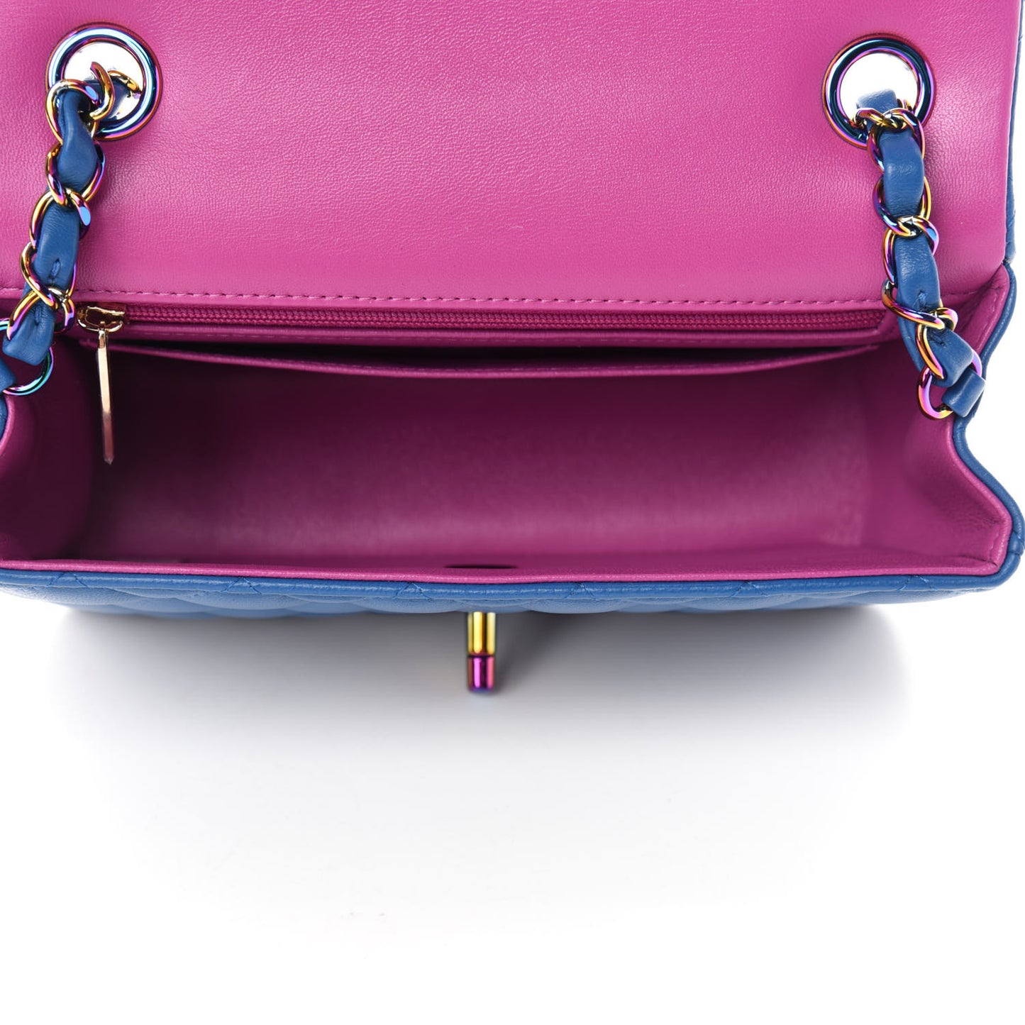 Lambskin Quilted Mini Rectangular Flap Blue Purple