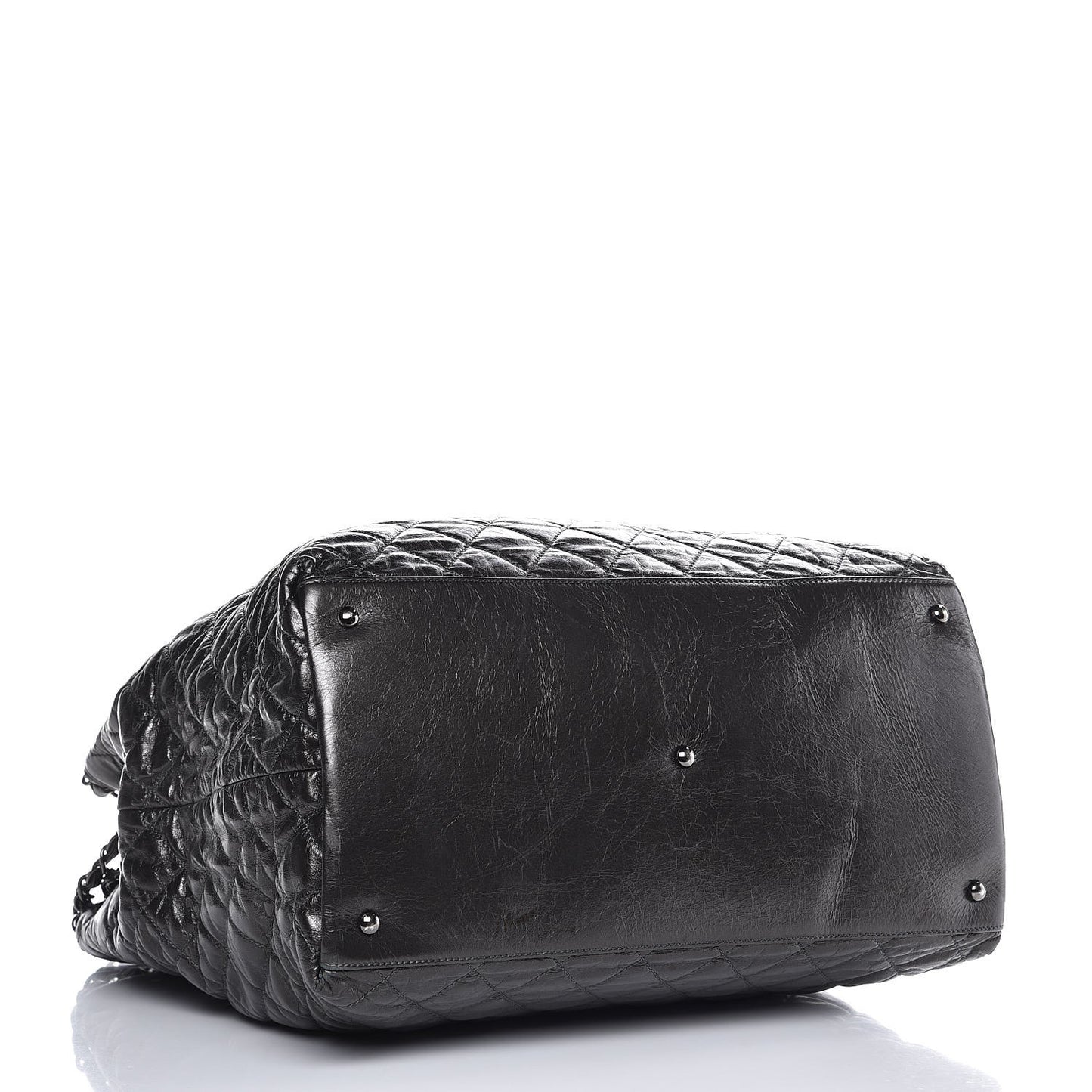 Glazed Calfskin Quilted Large Chain Me Tote Dark Grey