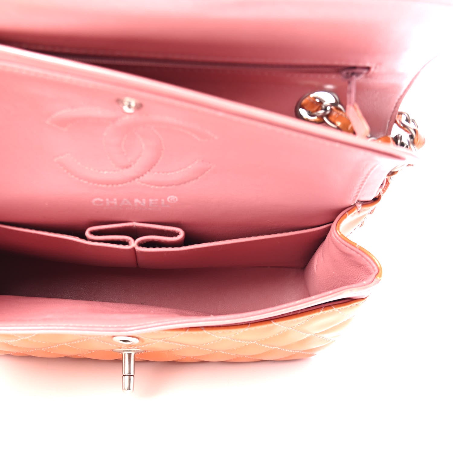 Chanel Patent Quilted Small Double Flap Orange 4 of 5