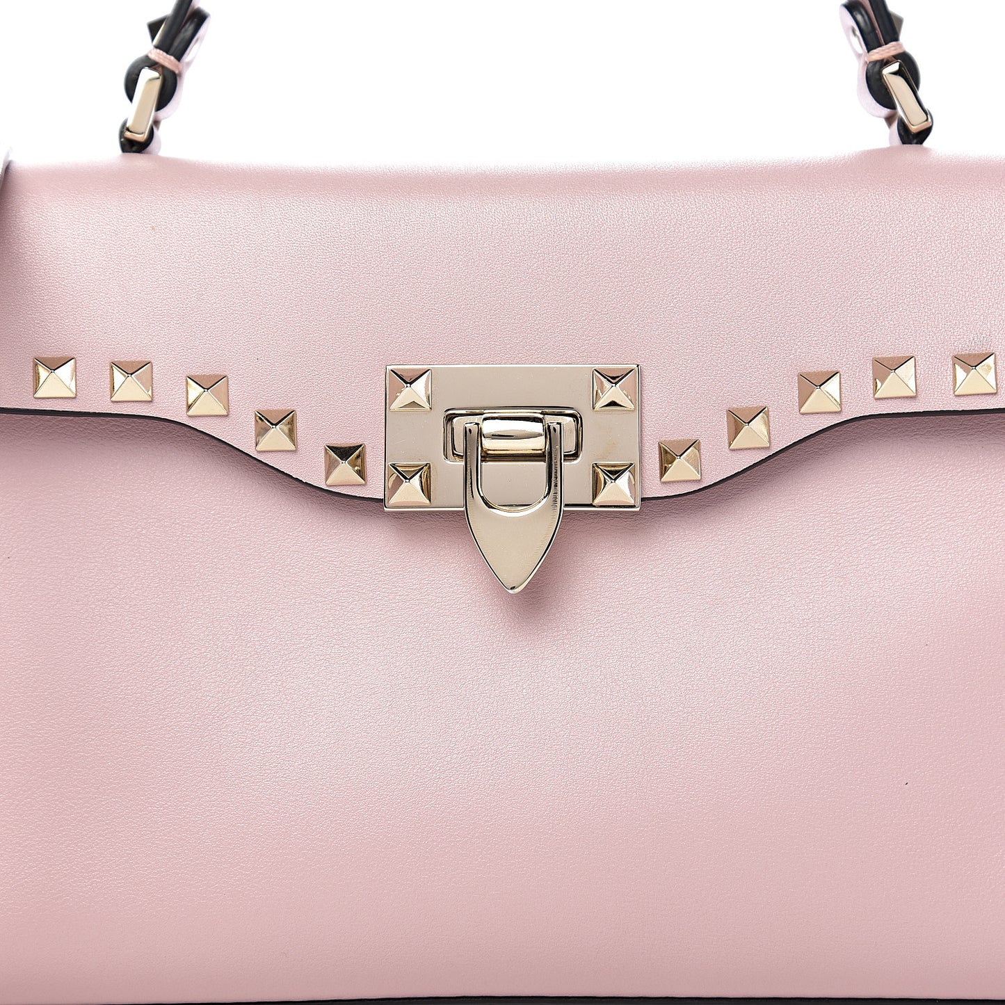 Vitello Small Rockstud Single Handle Flap Bag Cipria