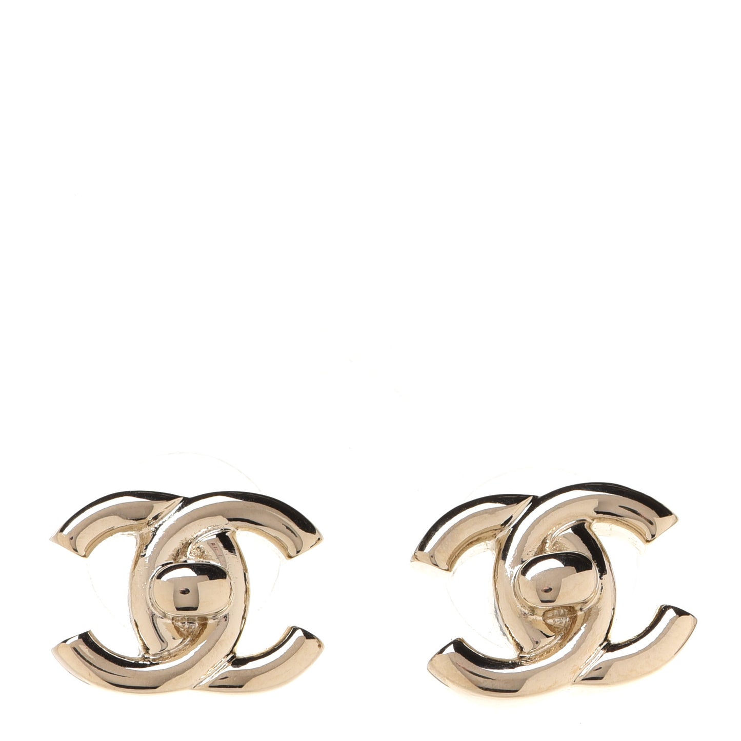Metal CC Turnlock Earrings Gold