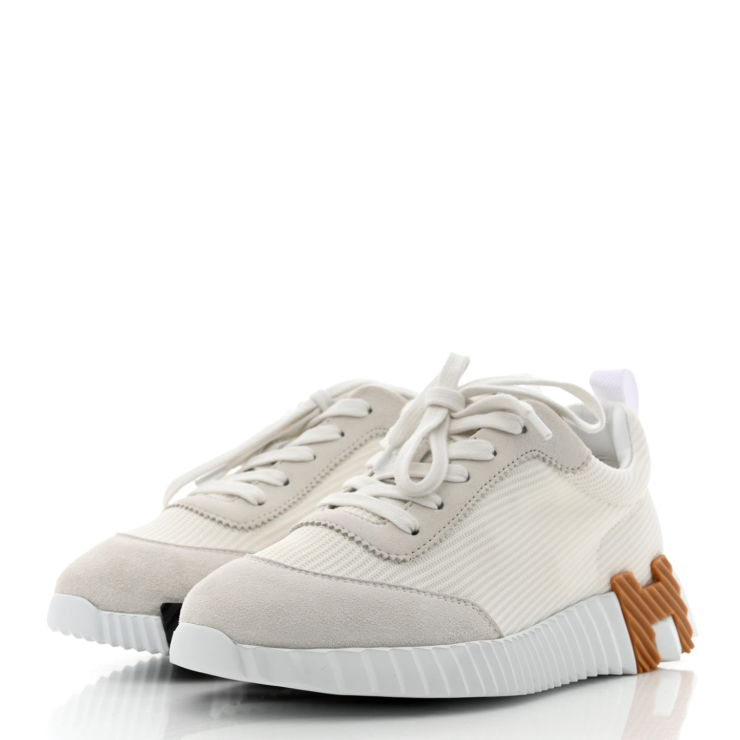 Technical Canvas Suede Goatskin Bouncing Sneakers 37.5 White